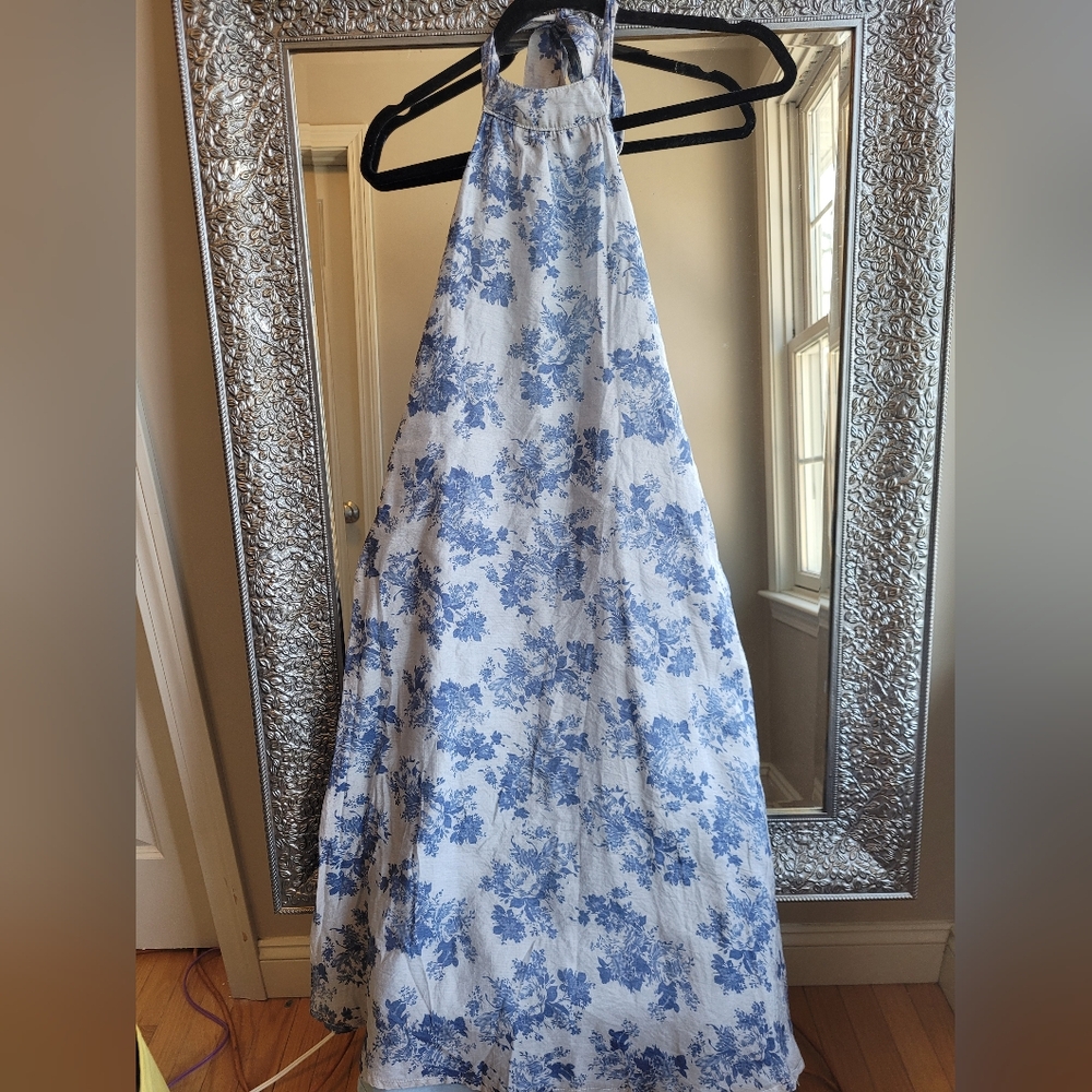 Blue Floral Halter Maxi Dress
